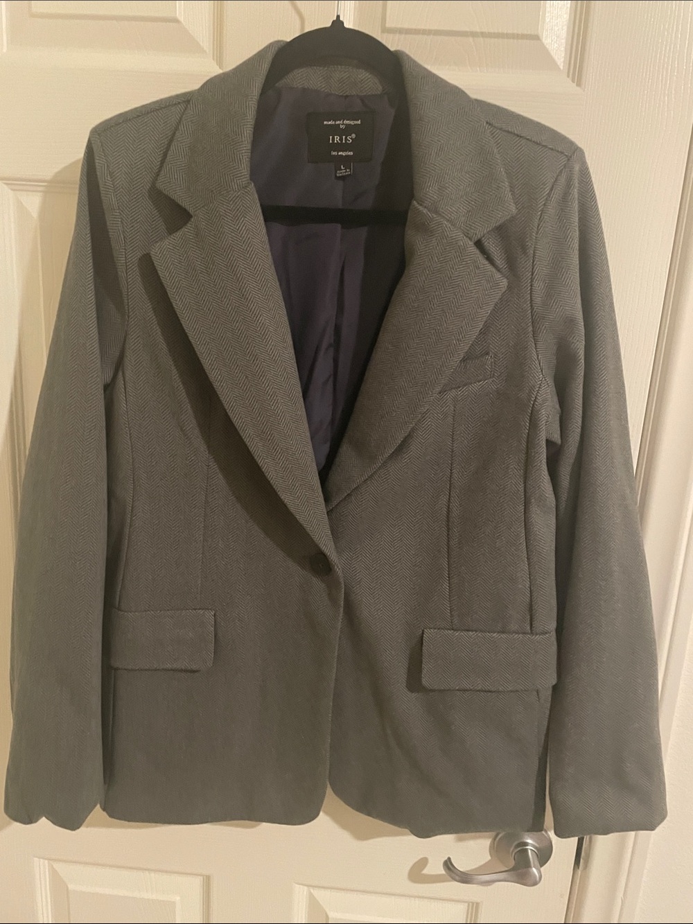iris Herringbone Gray my Women's Single-Button Blazer